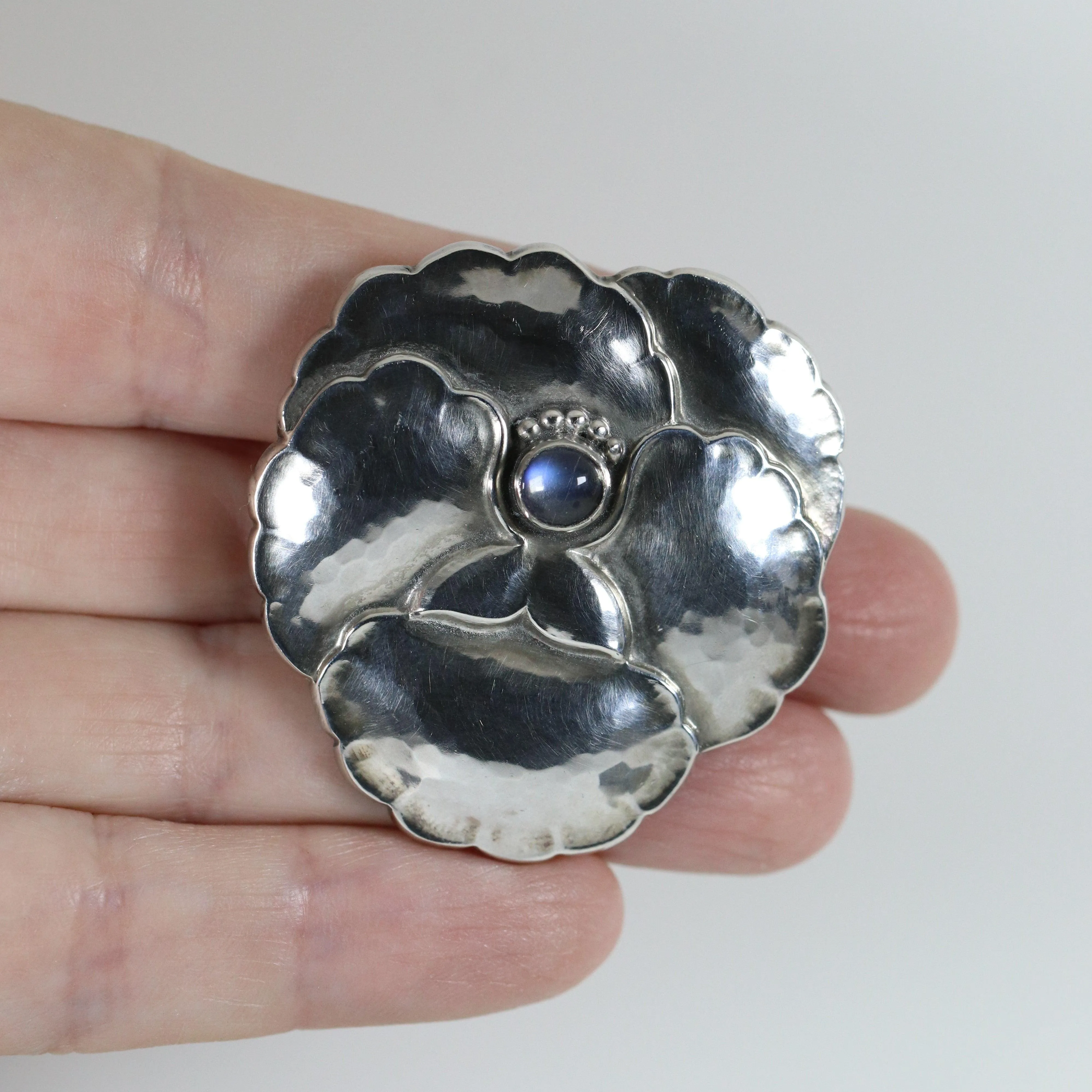 SOLD OUT: Vintage Georg Jensen Jewelry | Moonstone Pansey Brooch 113