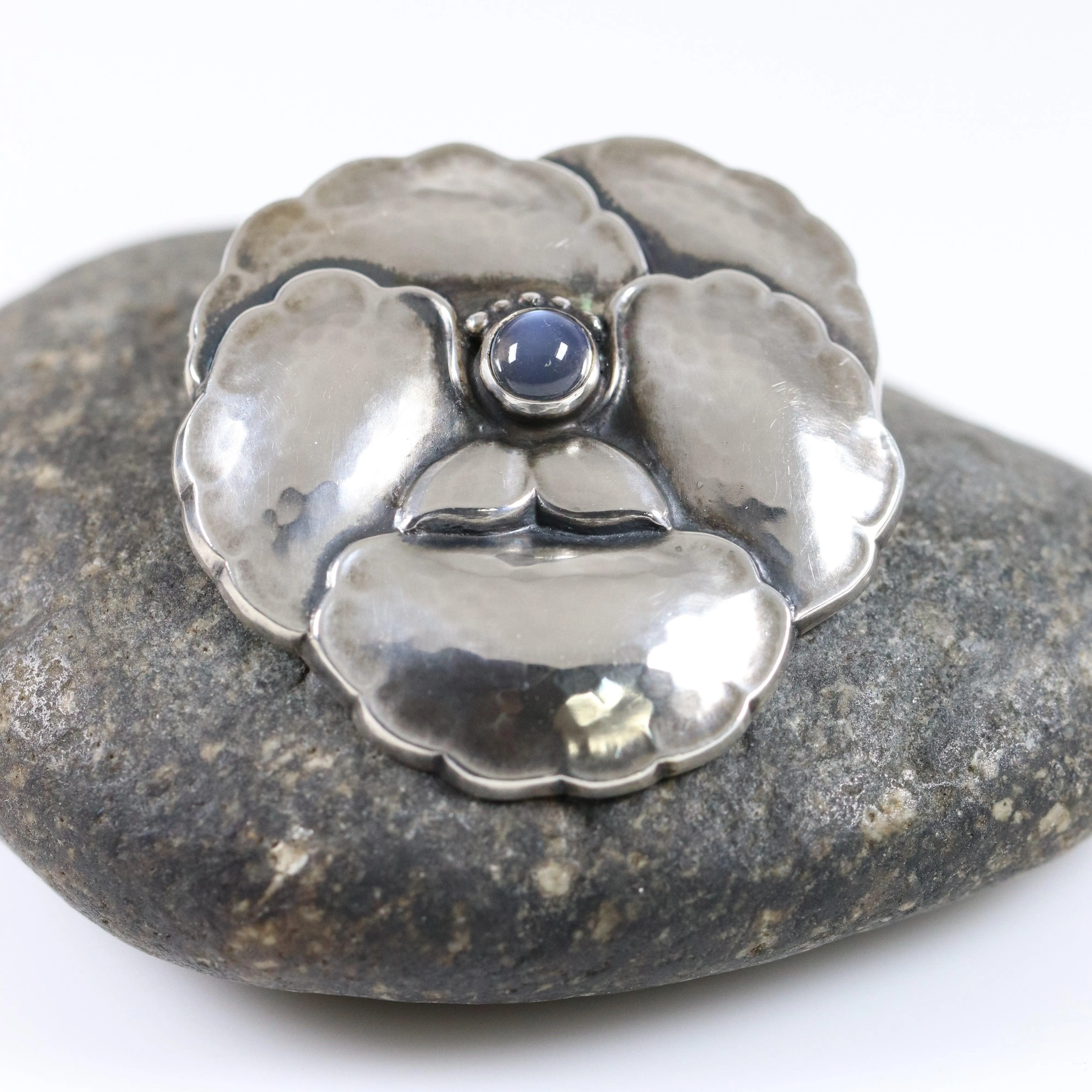 SOLD OUT: Vintage Georg Jensen Jewelry | Moonstone Pansy Brooch 113
