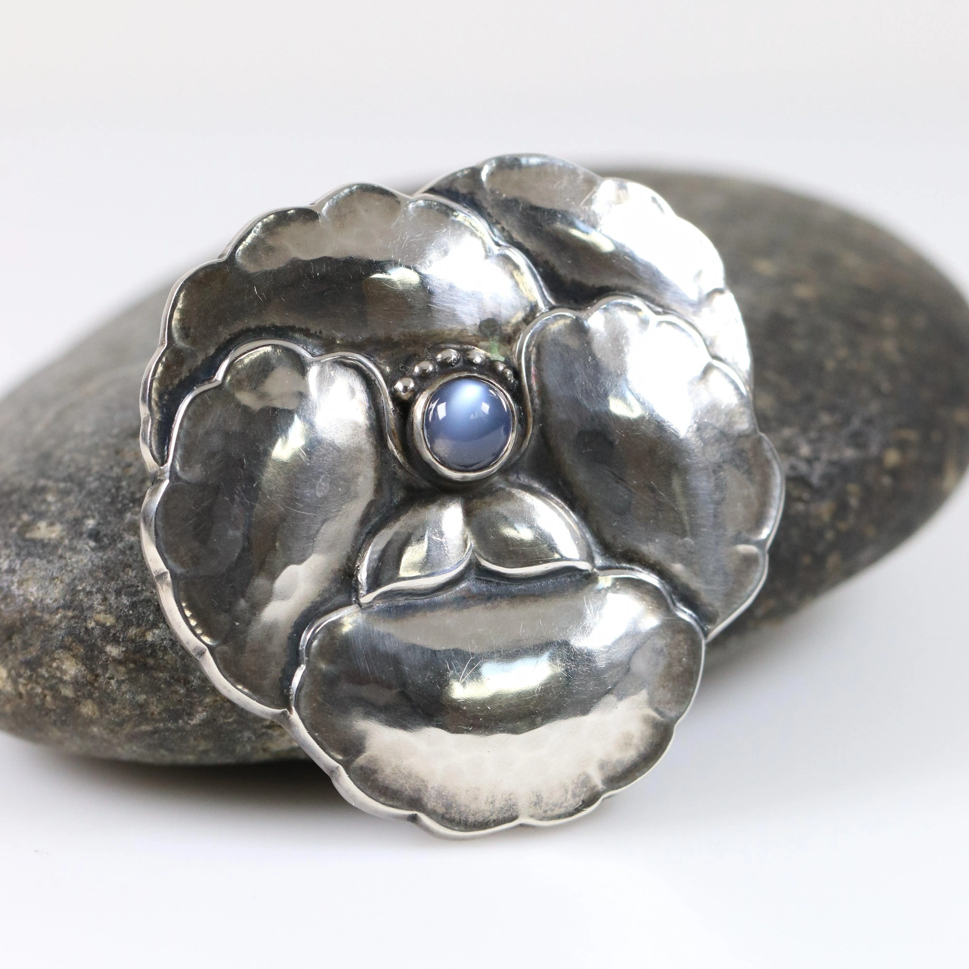 SOLD OUT: Vintage Georg Jensen Jewelry | Moonstone Pansy Brooch 113