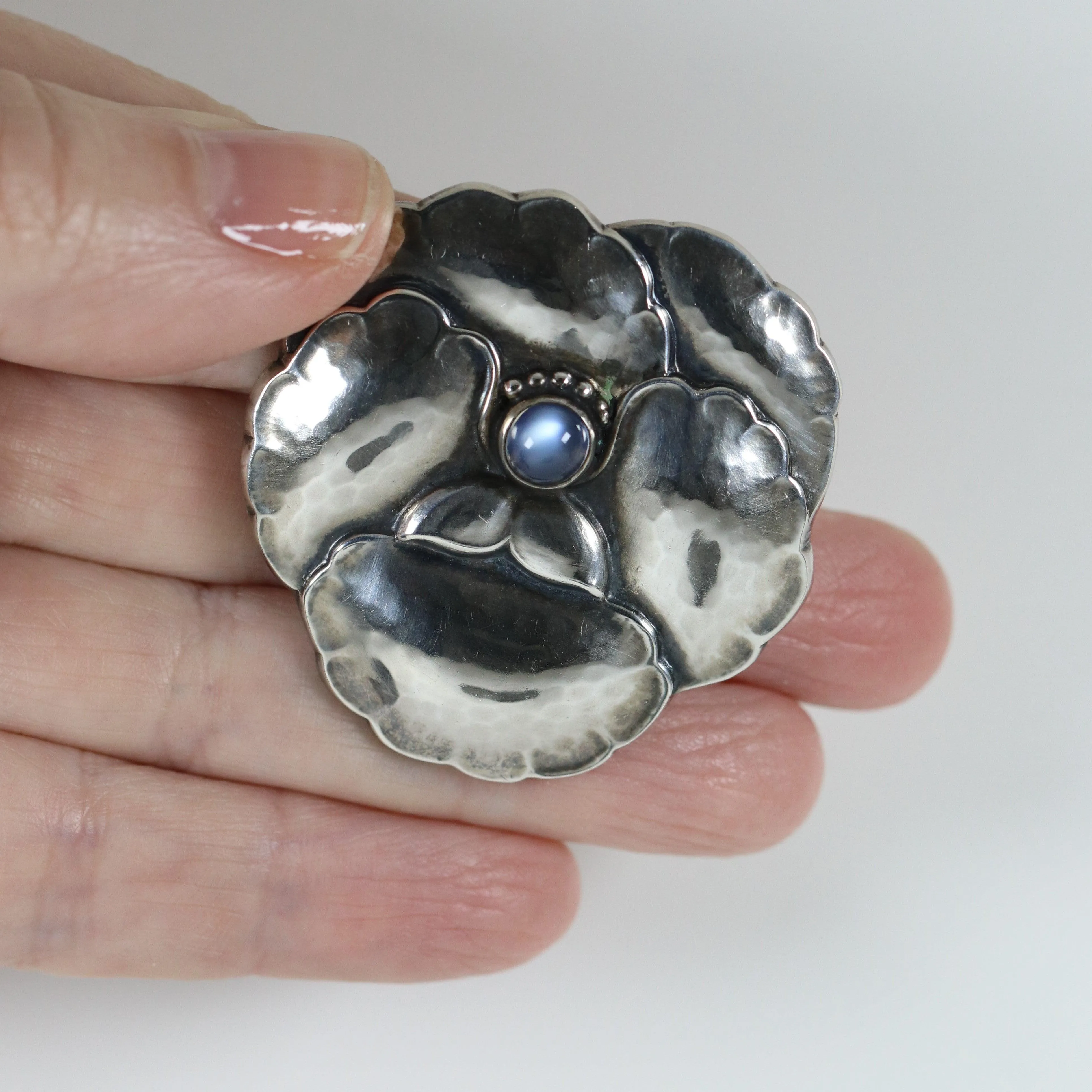 SOLD OUT: Vintage Georg Jensen Jewelry | Moonstone Pansy Brooch 113