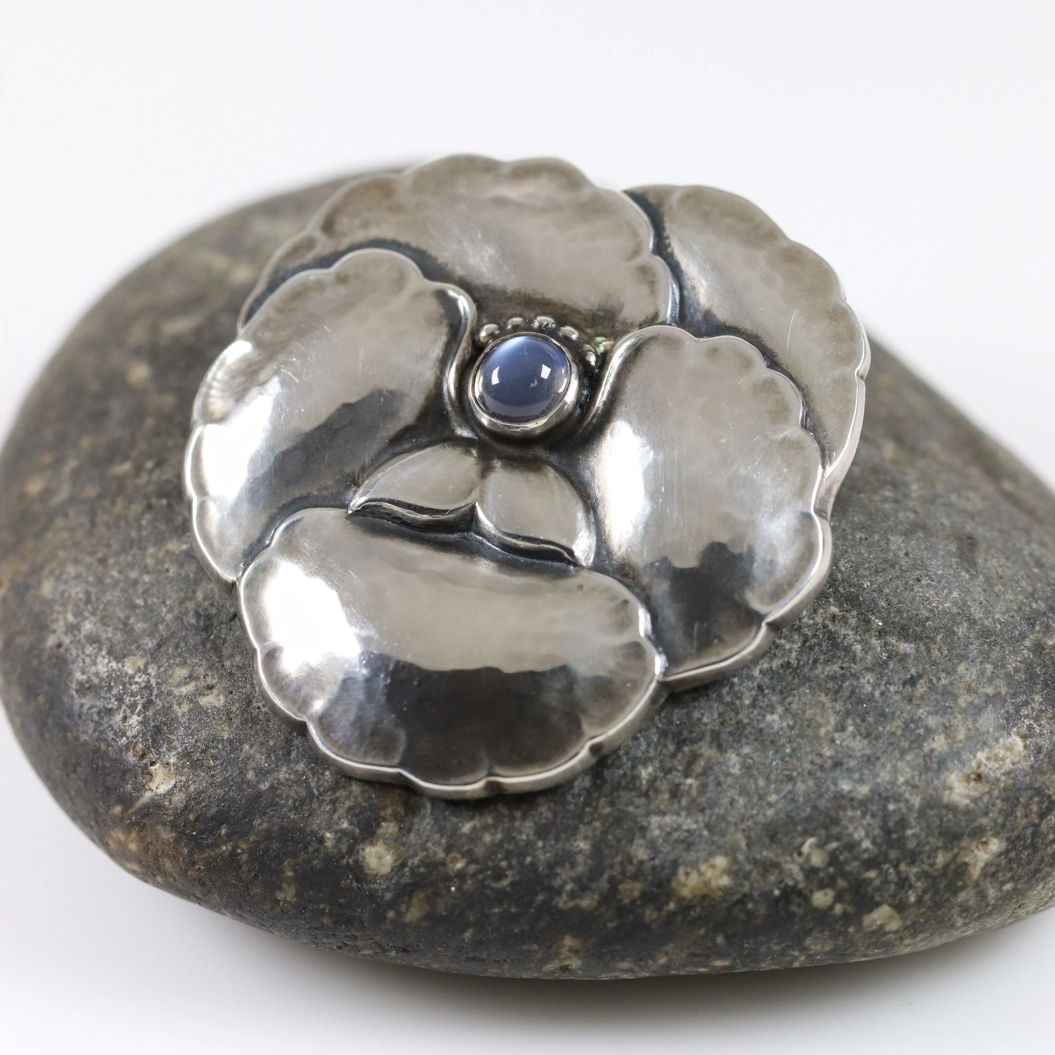 SOLD OUT: Vintage Georg Jensen Jewelry | Moonstone Pansy Brooch 113