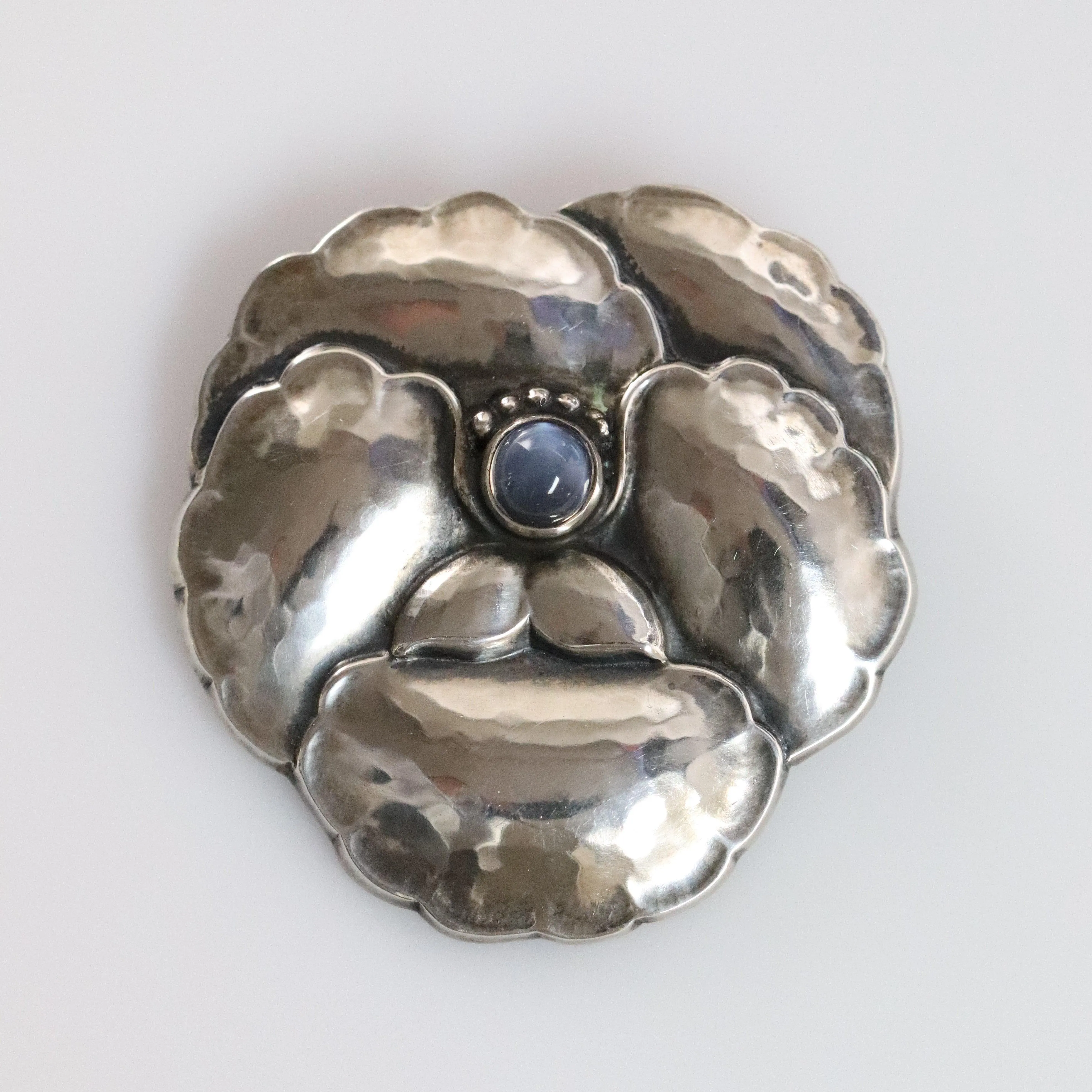 SOLD OUT: Vintage Georg Jensen Jewelry | Moonstone Pansy Brooch 113