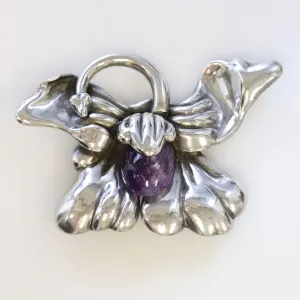 SOLD OUT: Vintage Los Castillo Taxco Silver Mexican Jewelry | Mid Century Orchid Amethyst Brooch