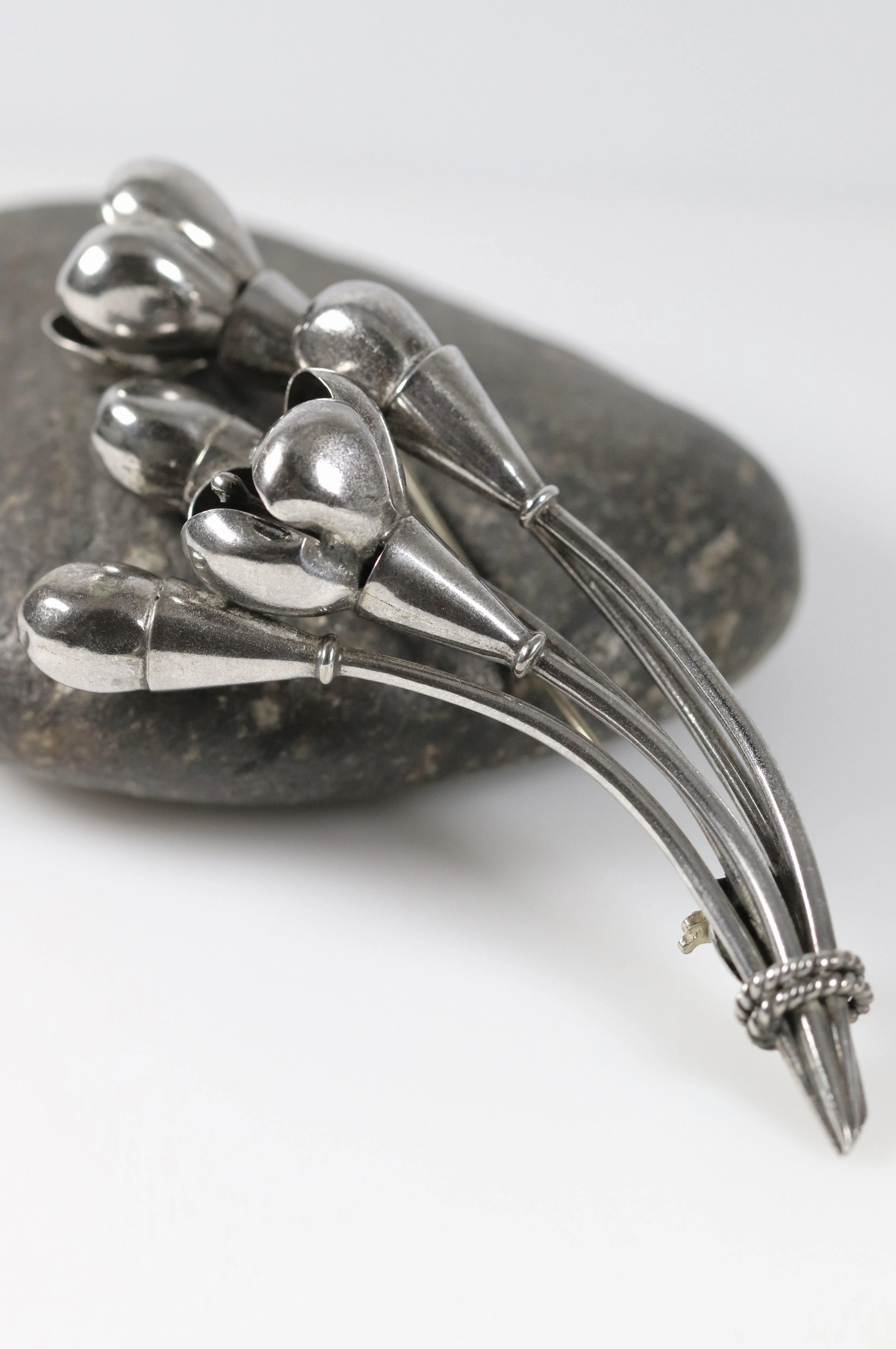 SOLD OUT: Vintage Taxco Antonio Pineda Jewelry | Large Handcrafted Budding Flower Brooch