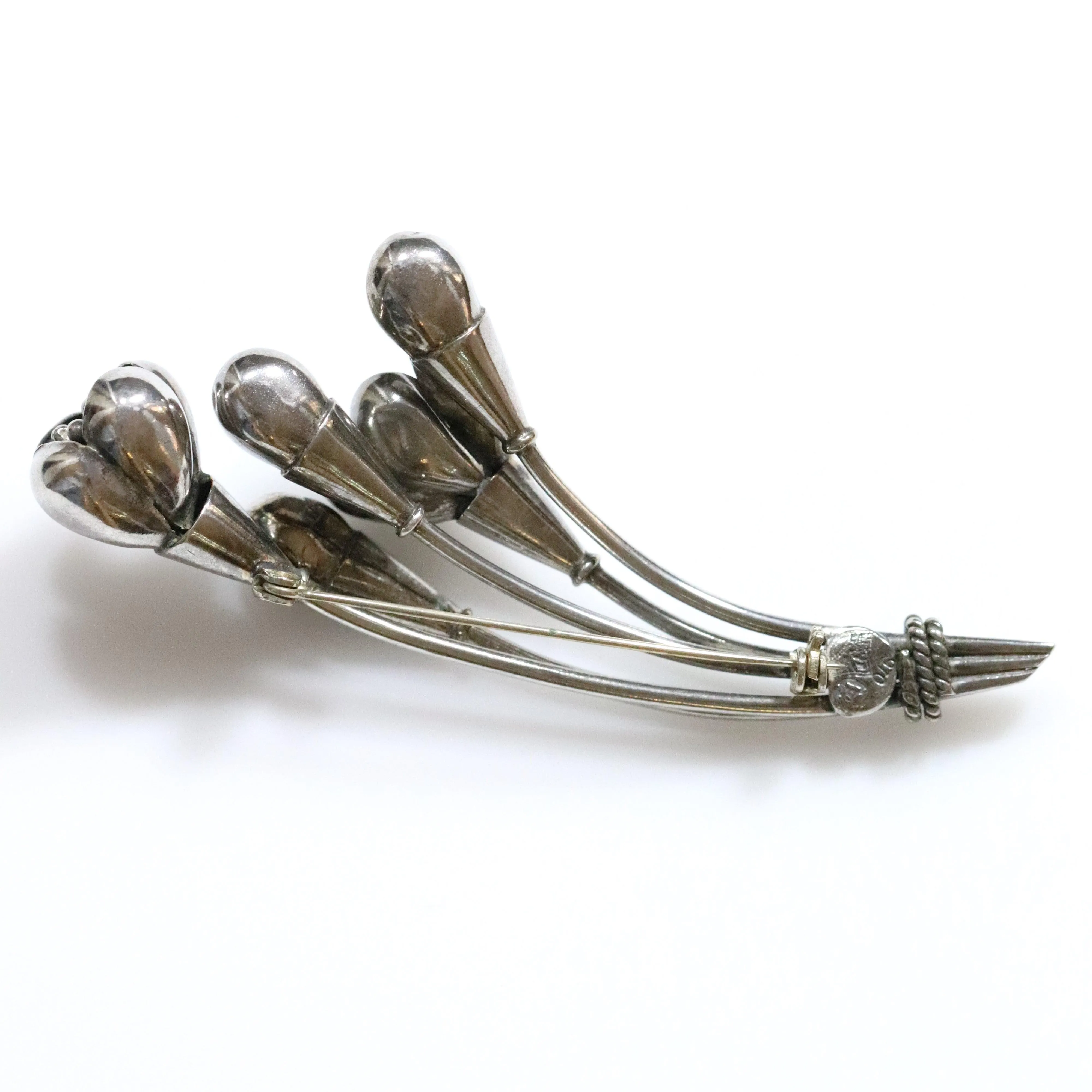 SOLD OUT: Vintage Taxco Antonio Pineda Jewelry | Large Handcrafted Budding Flower Brooch