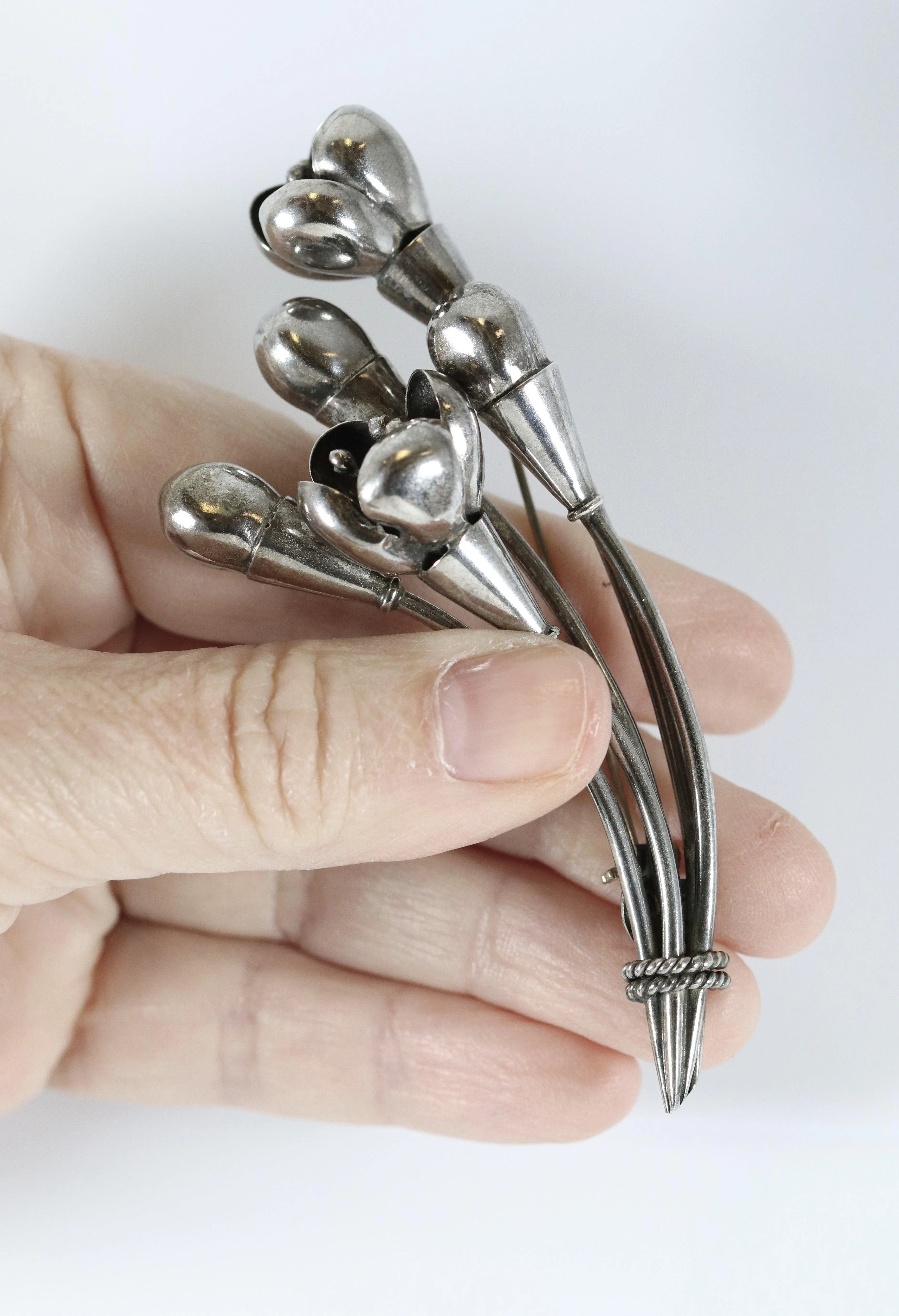 SOLD OUT: Vintage Taxco Antonio Pineda Jewelry | Large Handcrafted Budding Flower Brooch