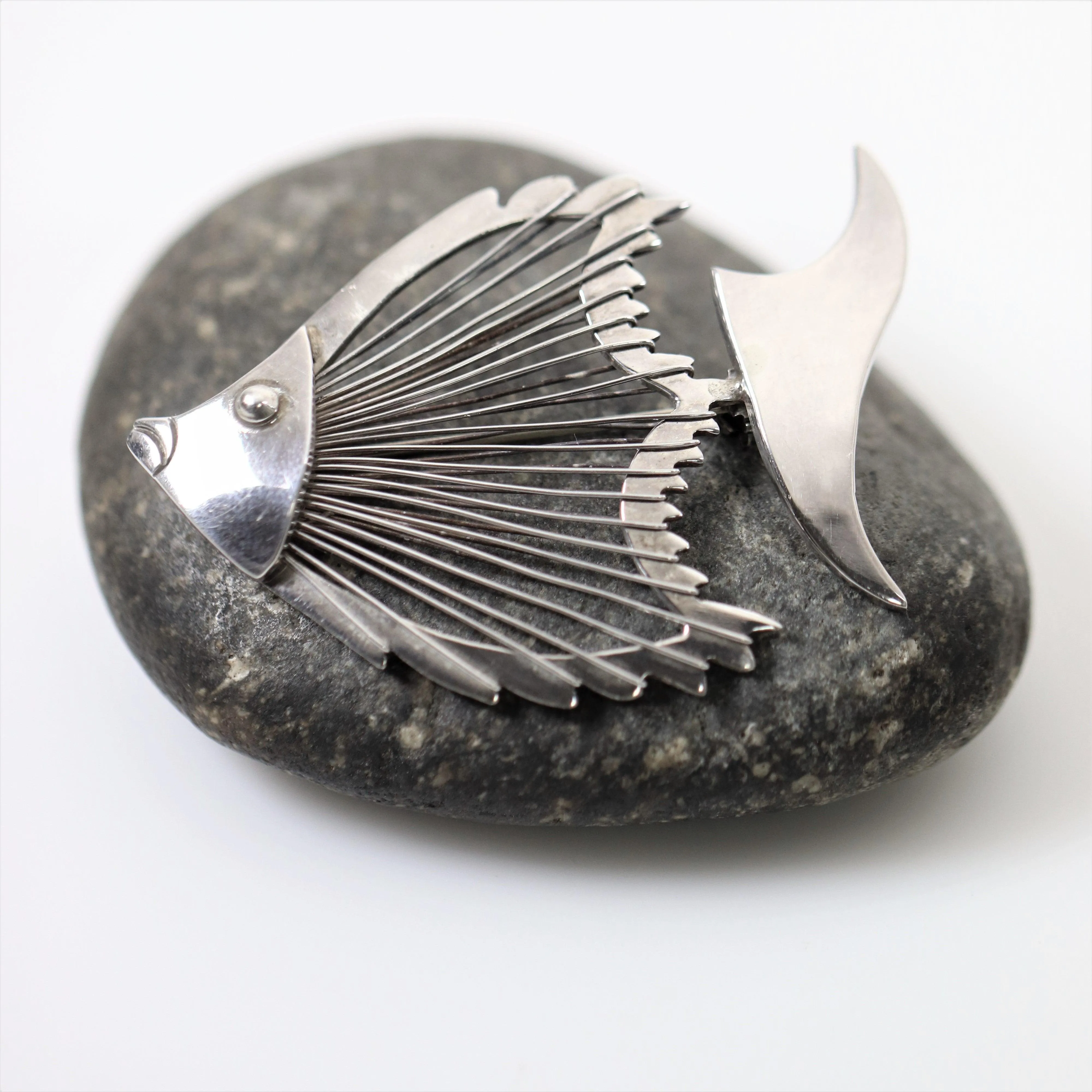 SOLD OUT: Vintage Taxco Silver Mexican Jewelry | Handcrafted Modernist Fish Brooch