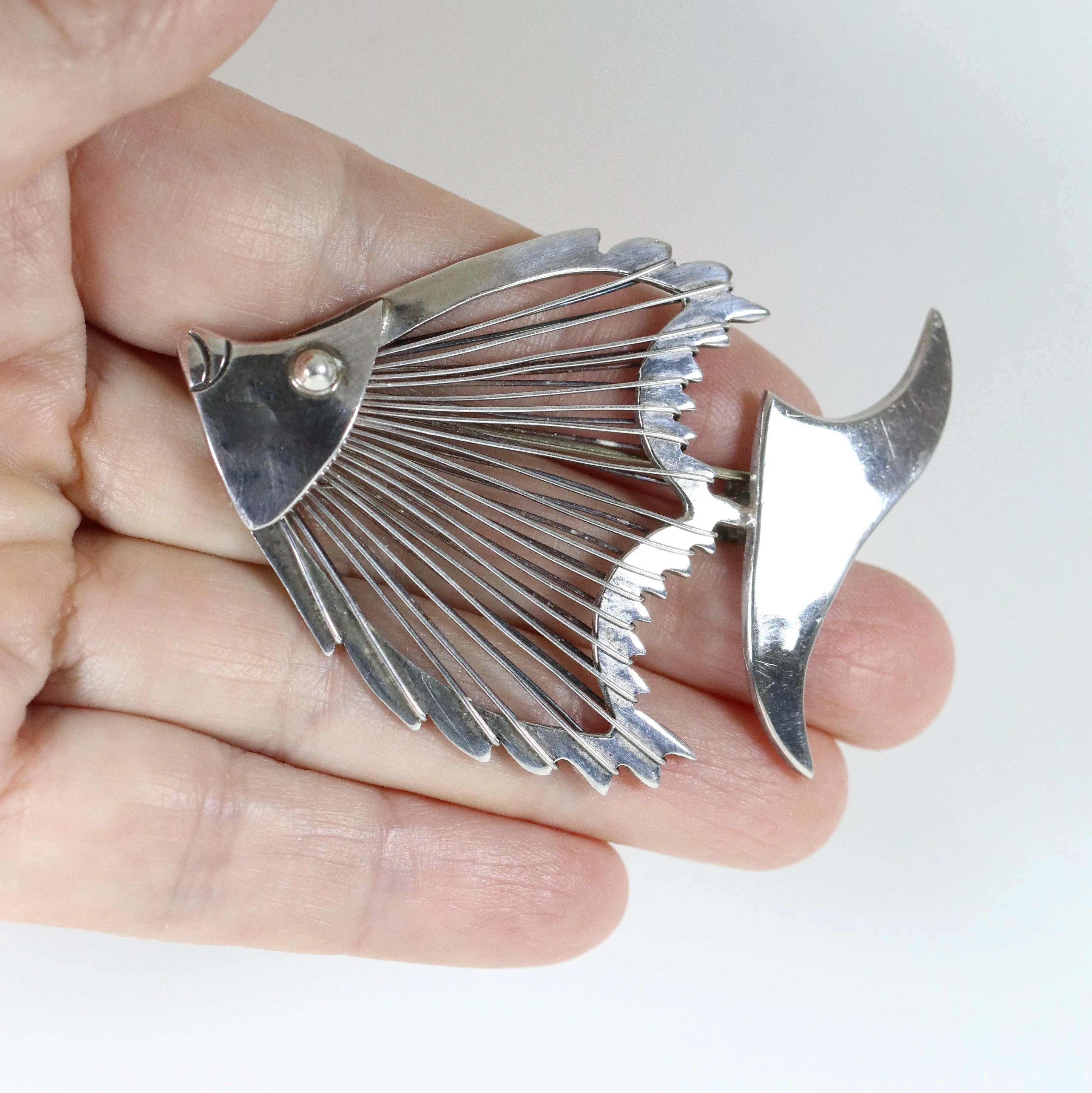 SOLD OUT: Vintage Taxco Silver Mexican Jewelry | Handcrafted Modernist Fish Brooch