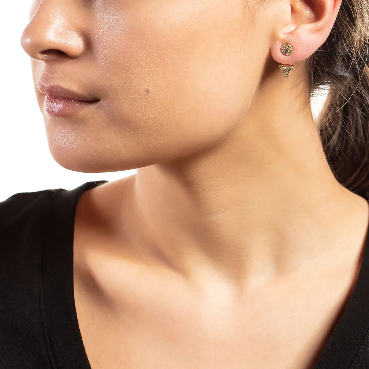 Sole du Soleil Lupine Women's 18k Yellow Gold Plated Geometric Ear Jacket Fashion Earrings