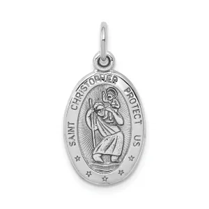 Solid 10K White Gold St. Christopher Medal Pendant