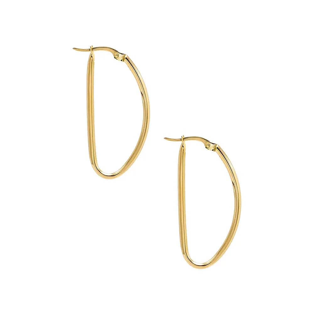 Solid Geometric Shape Hoop Earring 14K