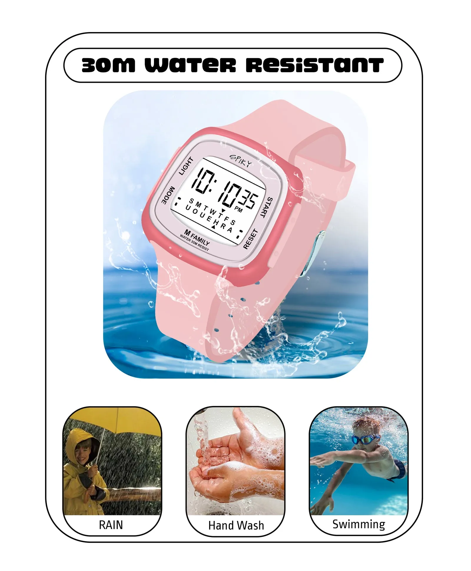 Spiky Eva16 Unique Square Digital Watch for Kids