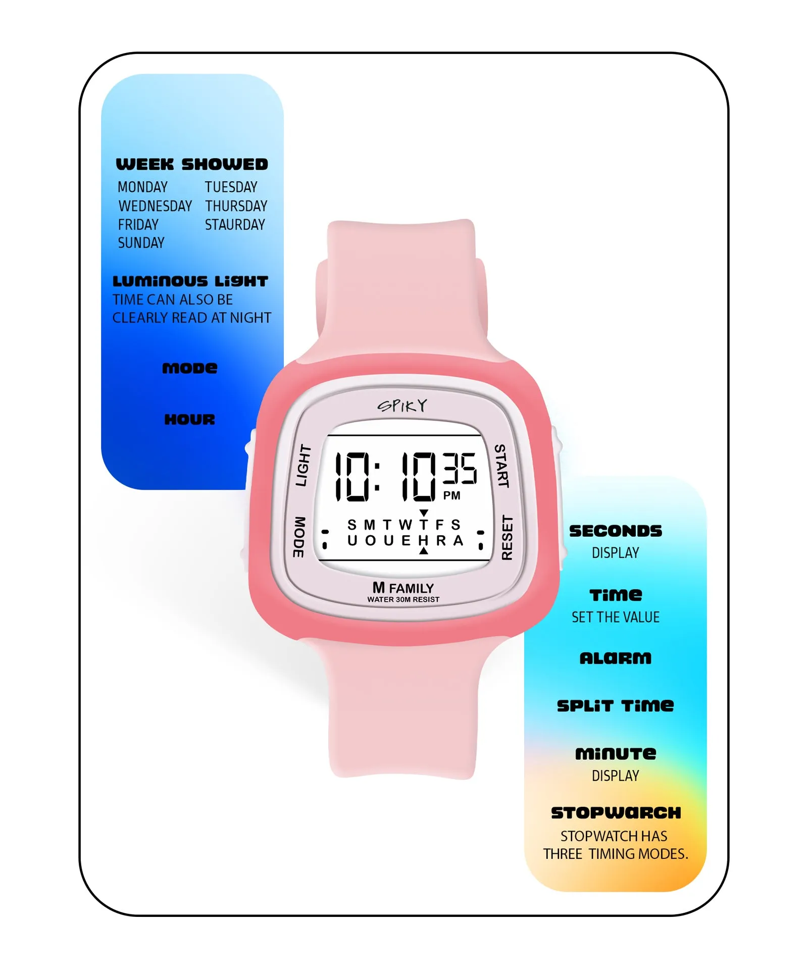 Spiky Eva16 Unique Square Digital Watch for Kids