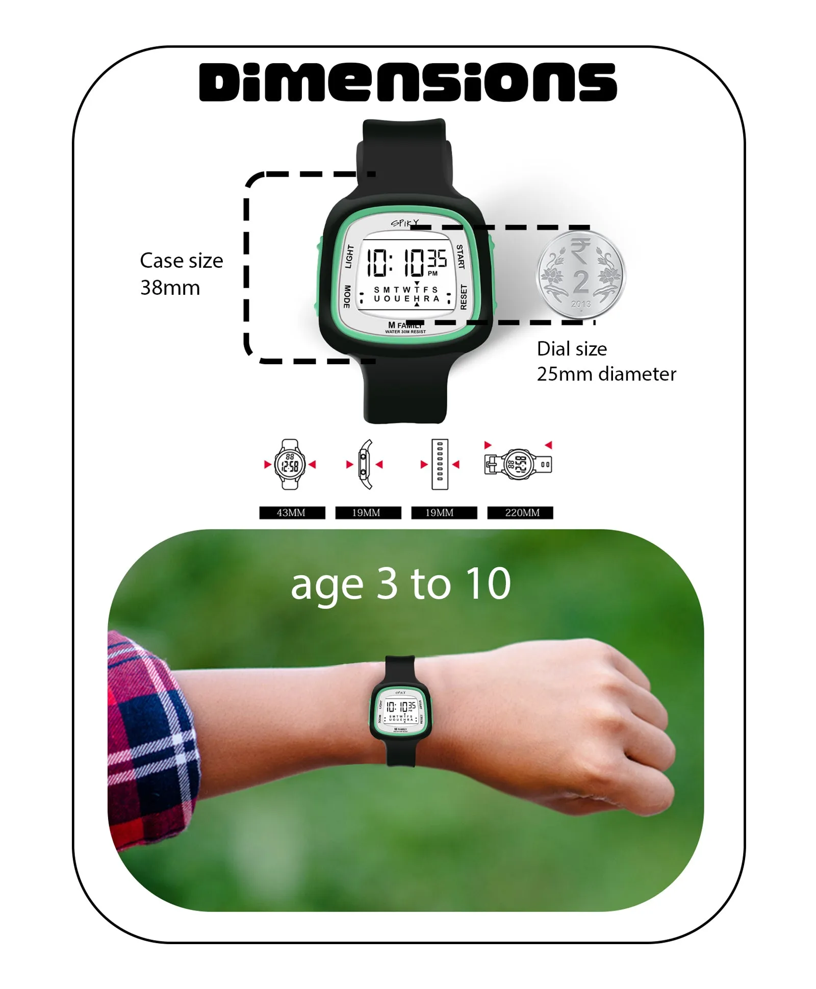 Spiky Eva16 Unique Square Digital Watch for Kids