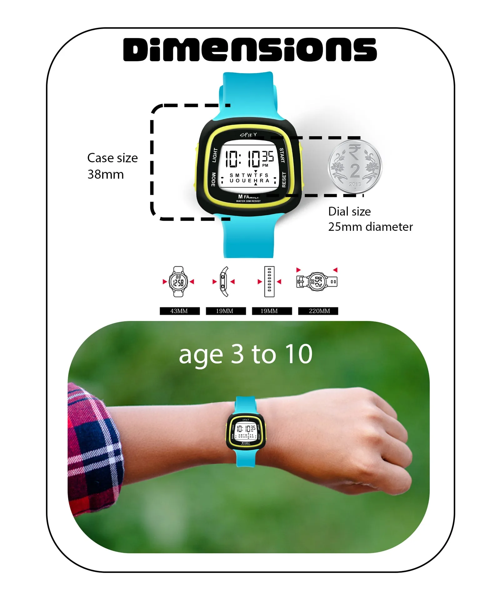 Spiky Eva16 Unique Square Digital Watch for Kids