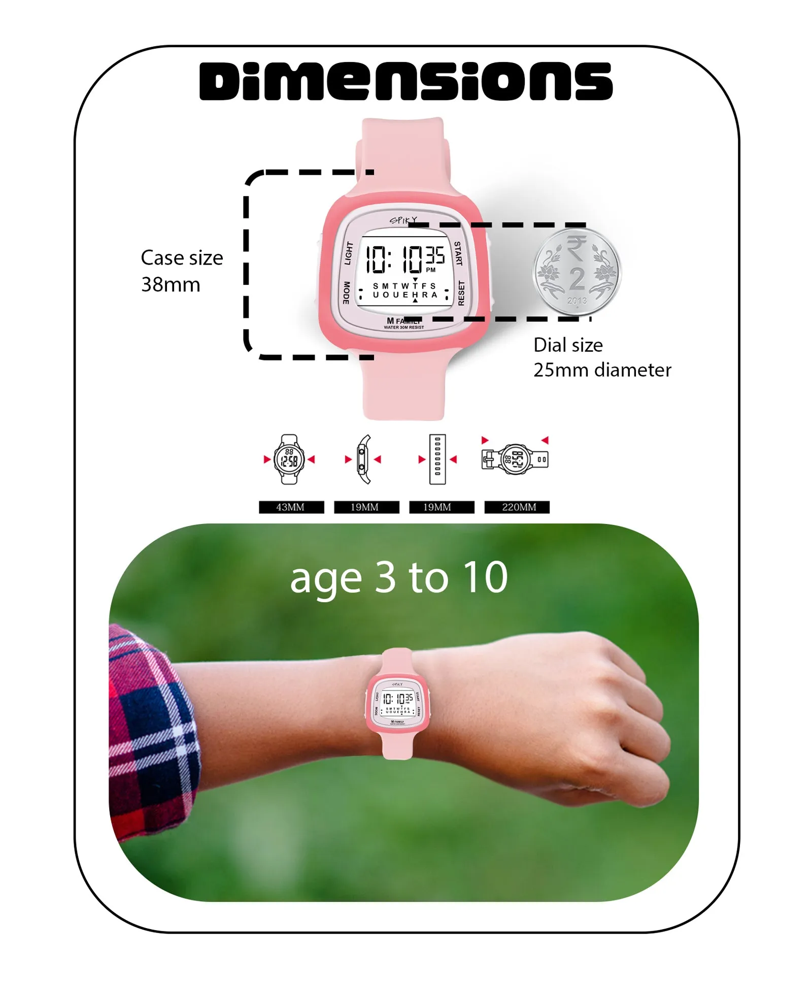 Spiky Eva16 Unique Square Digital Watch for Kids