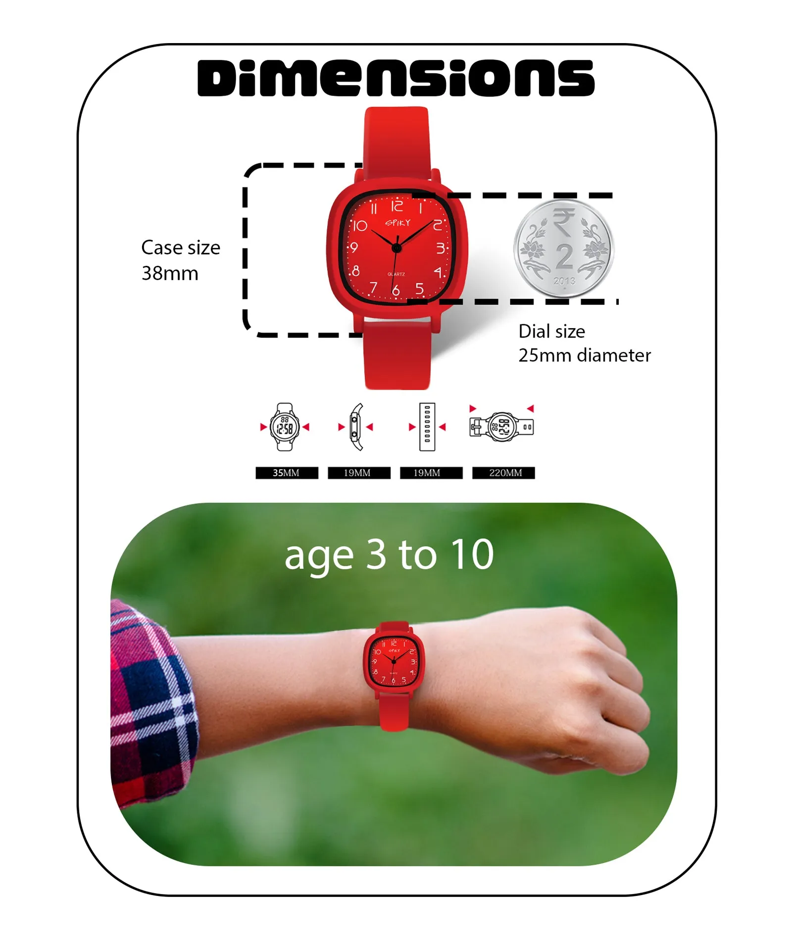 Spiky Eva19 Square Analog Watch for Kids