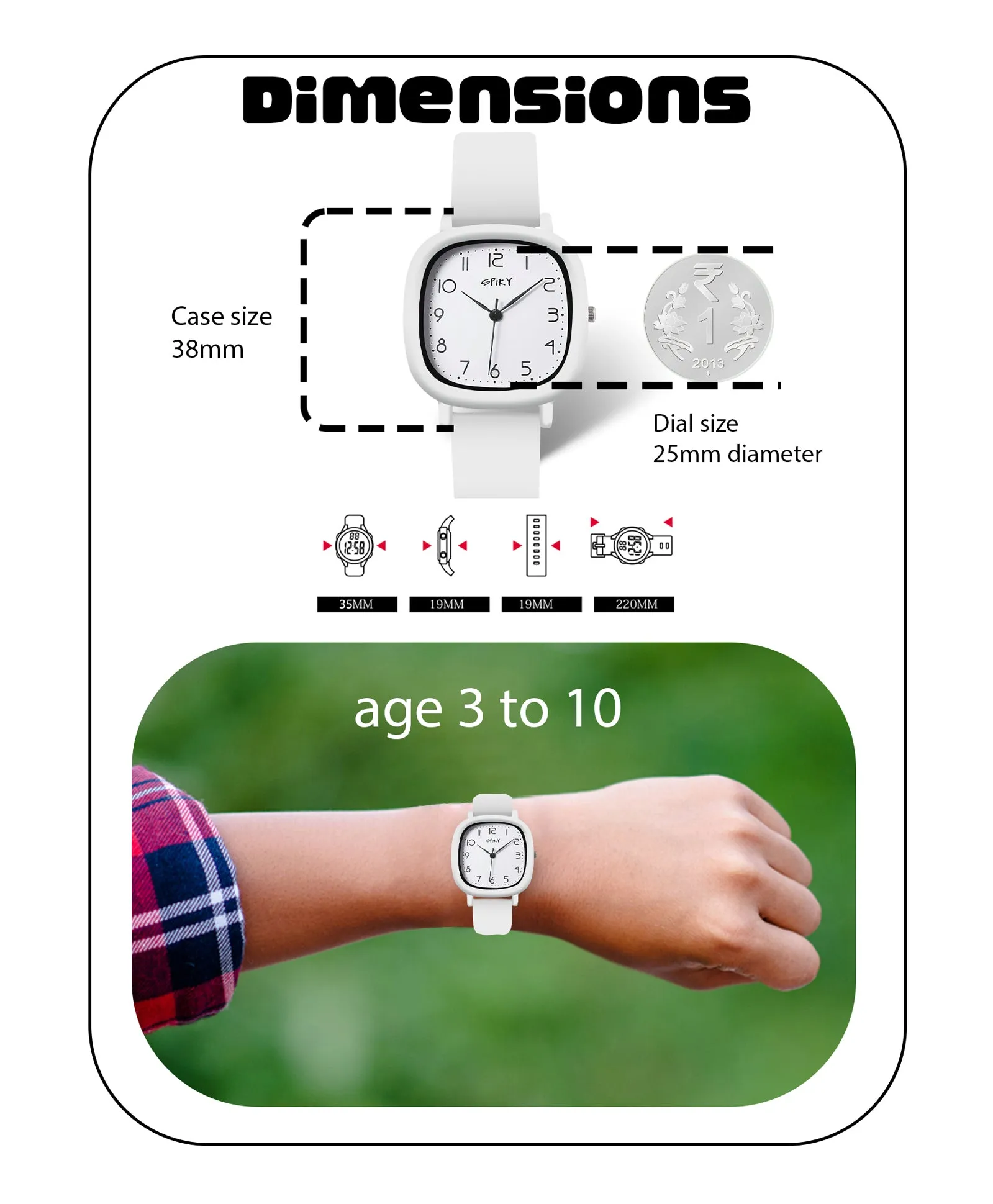 Spiky Eva19 Square Analog Watch for Kids