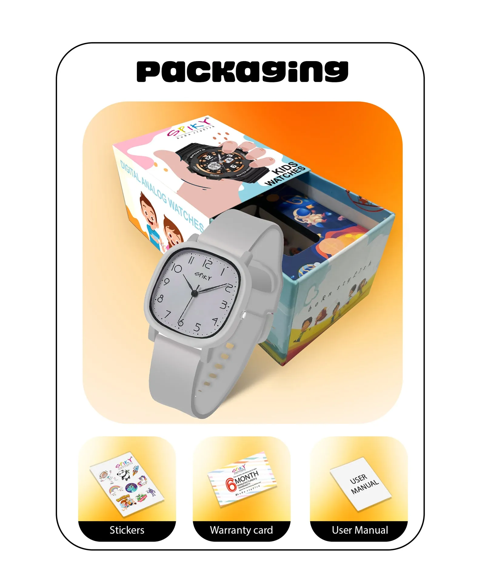 Spiky Eva19 Square Analog Watch for Kids