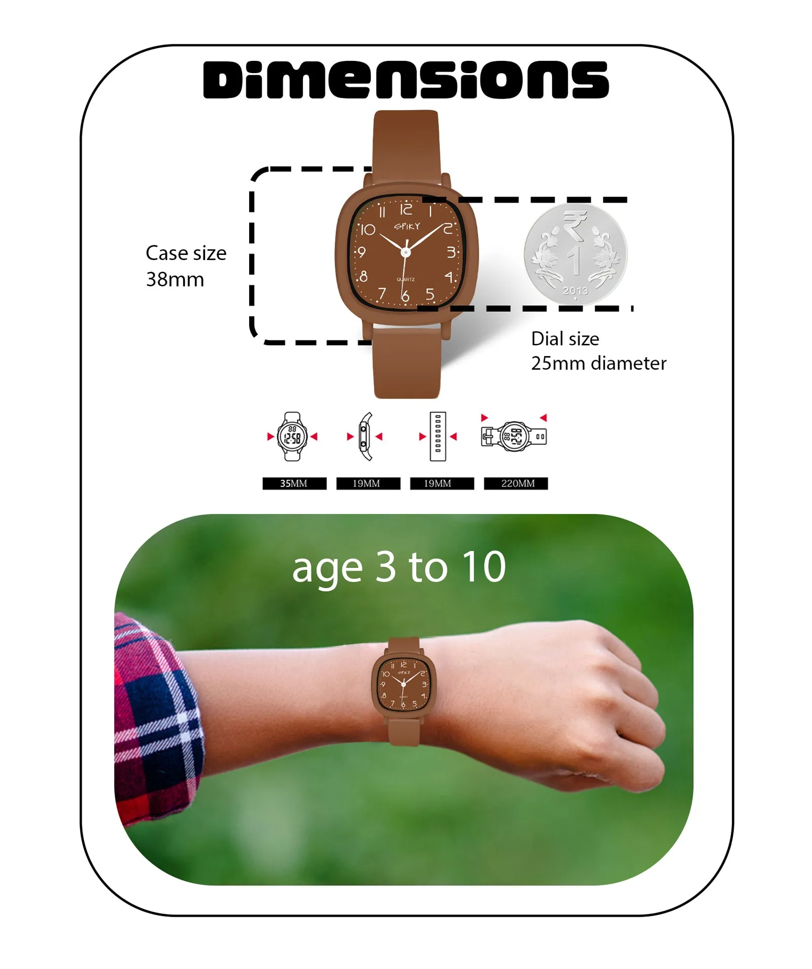 Spiky Eva19 Square Analog Watch for Kids
