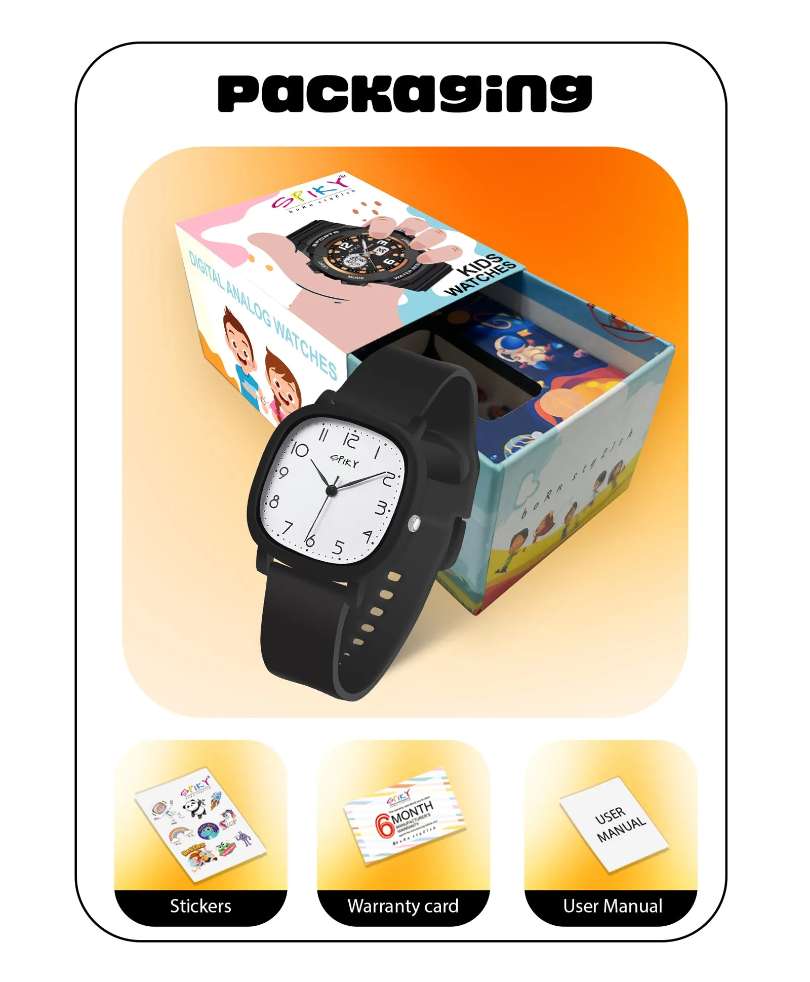 Spiky Eva19 Square Analog Watch for Kids