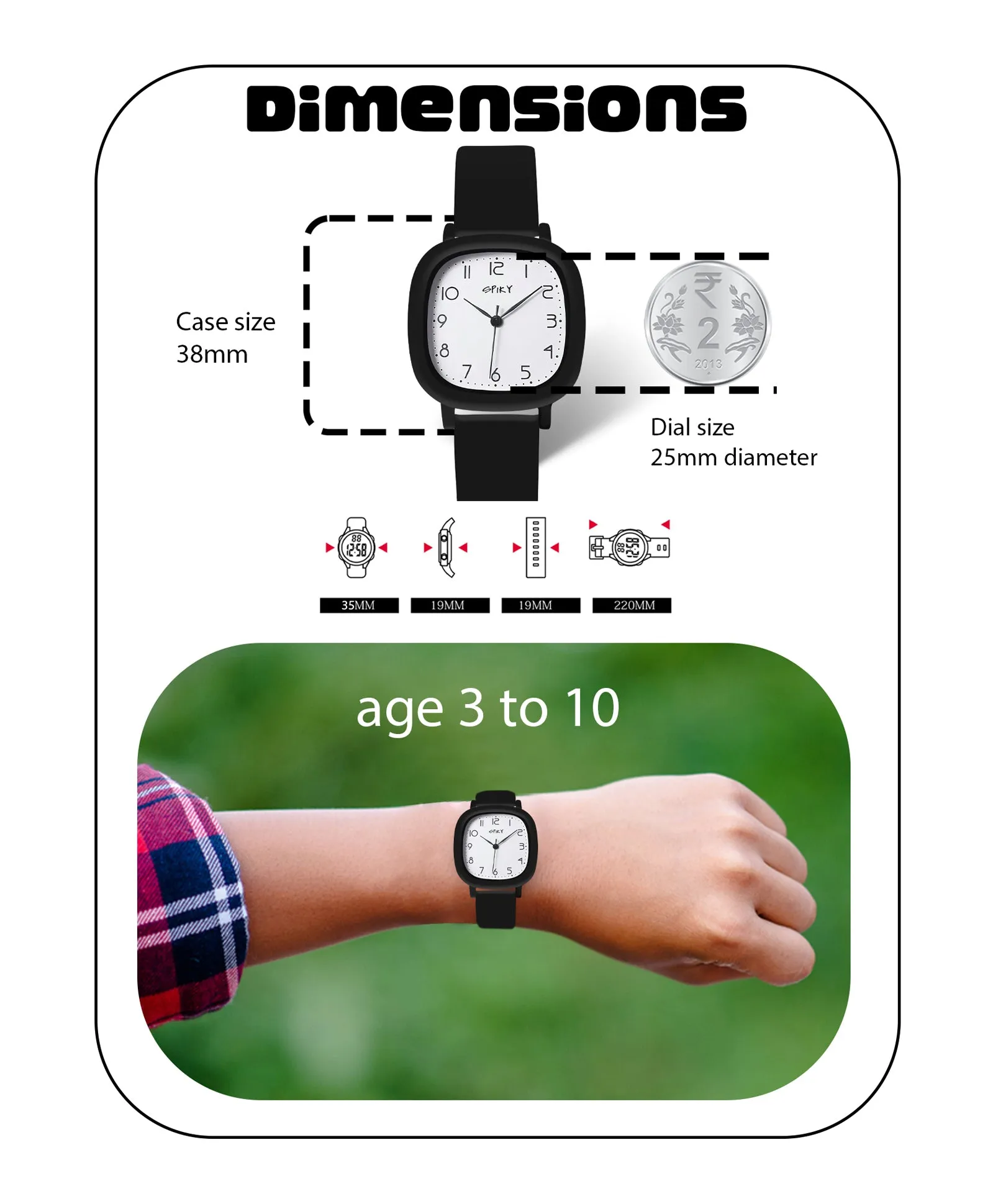 Spiky Eva19 Square Analog Watch for Kids