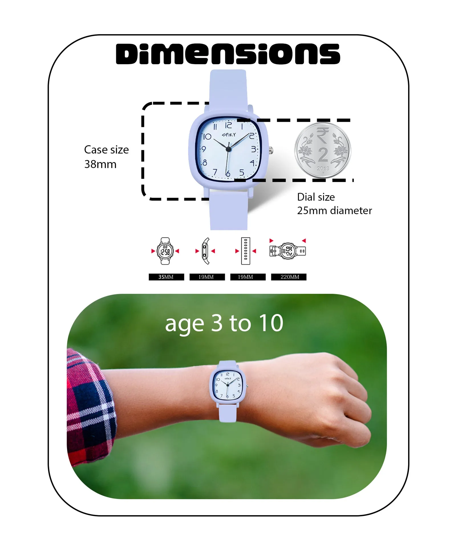 Spiky Eva19 Square Analog Watch for Kids