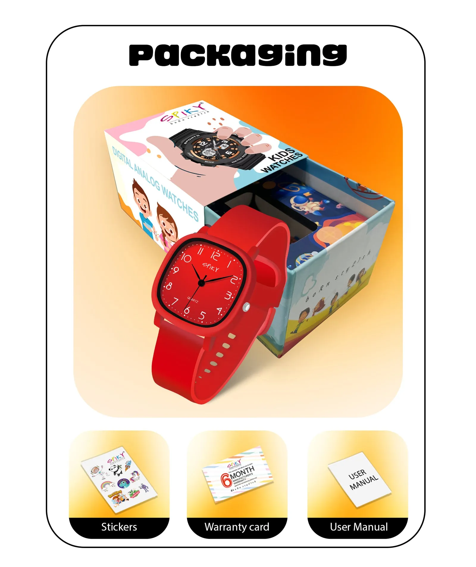 Spiky Eva19 Square Analog Watch for Kids