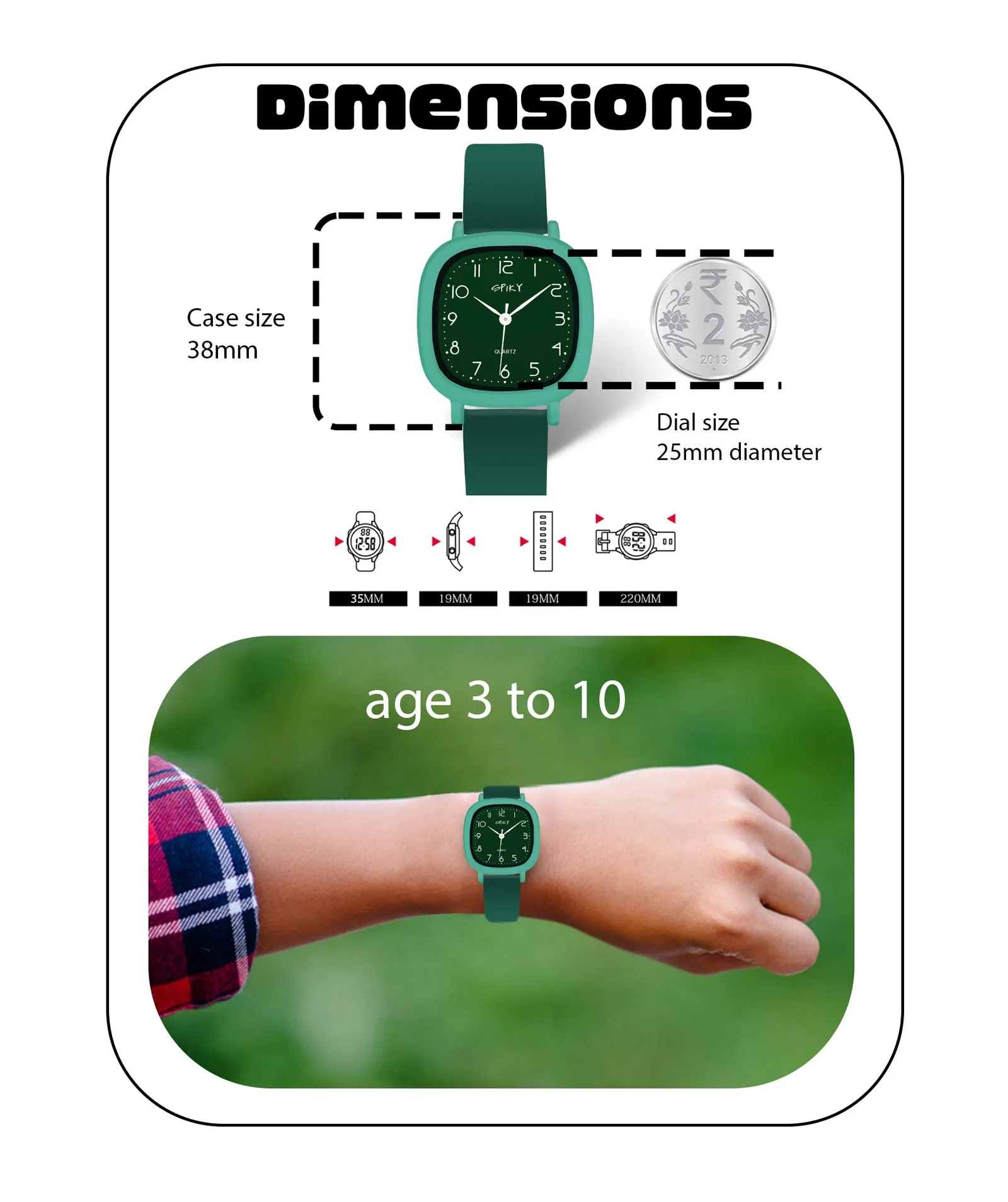 Spiky Eva19 Square Analog Watch for Kids