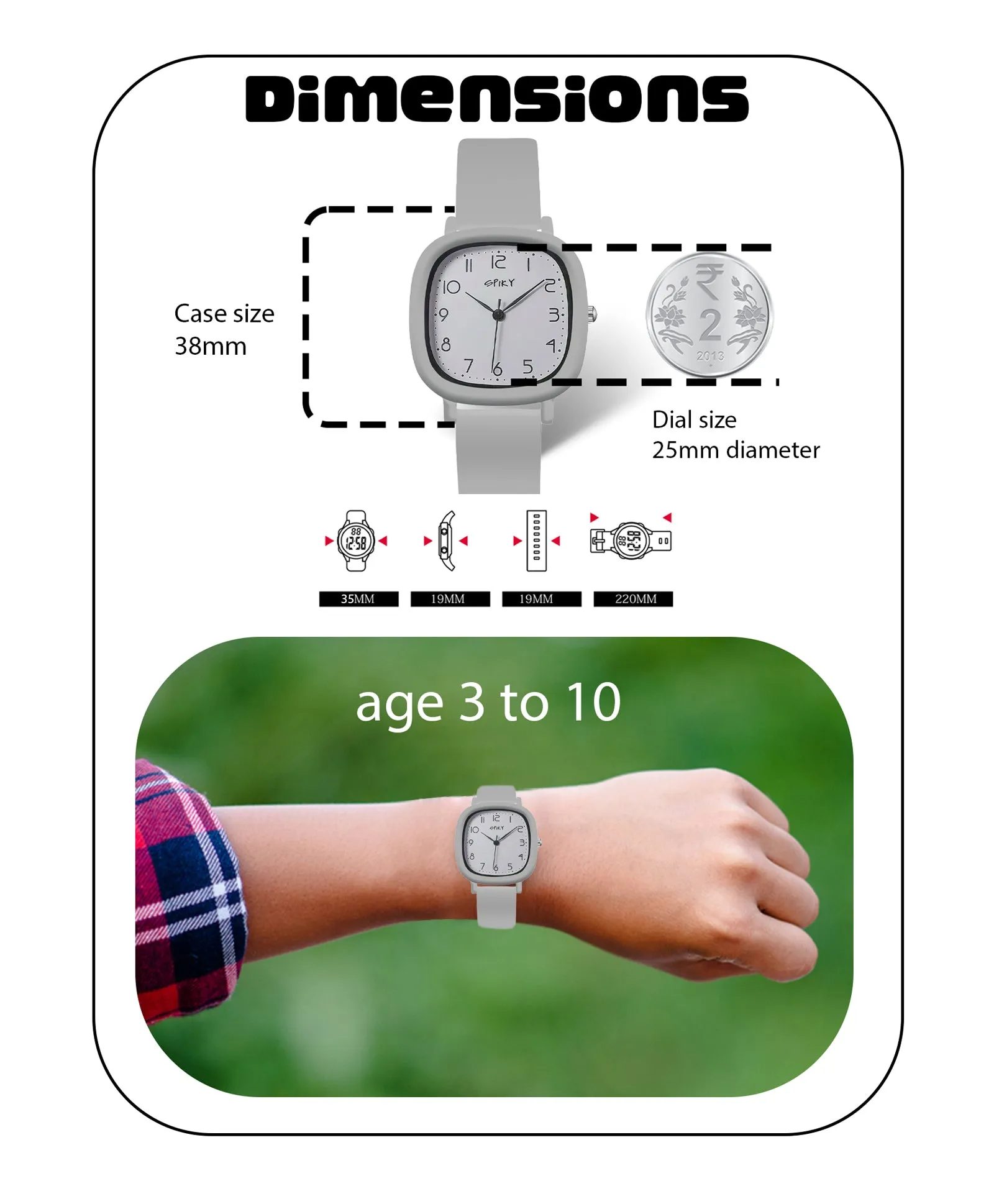 Spiky Eva19 Square Analog Watch for Kids