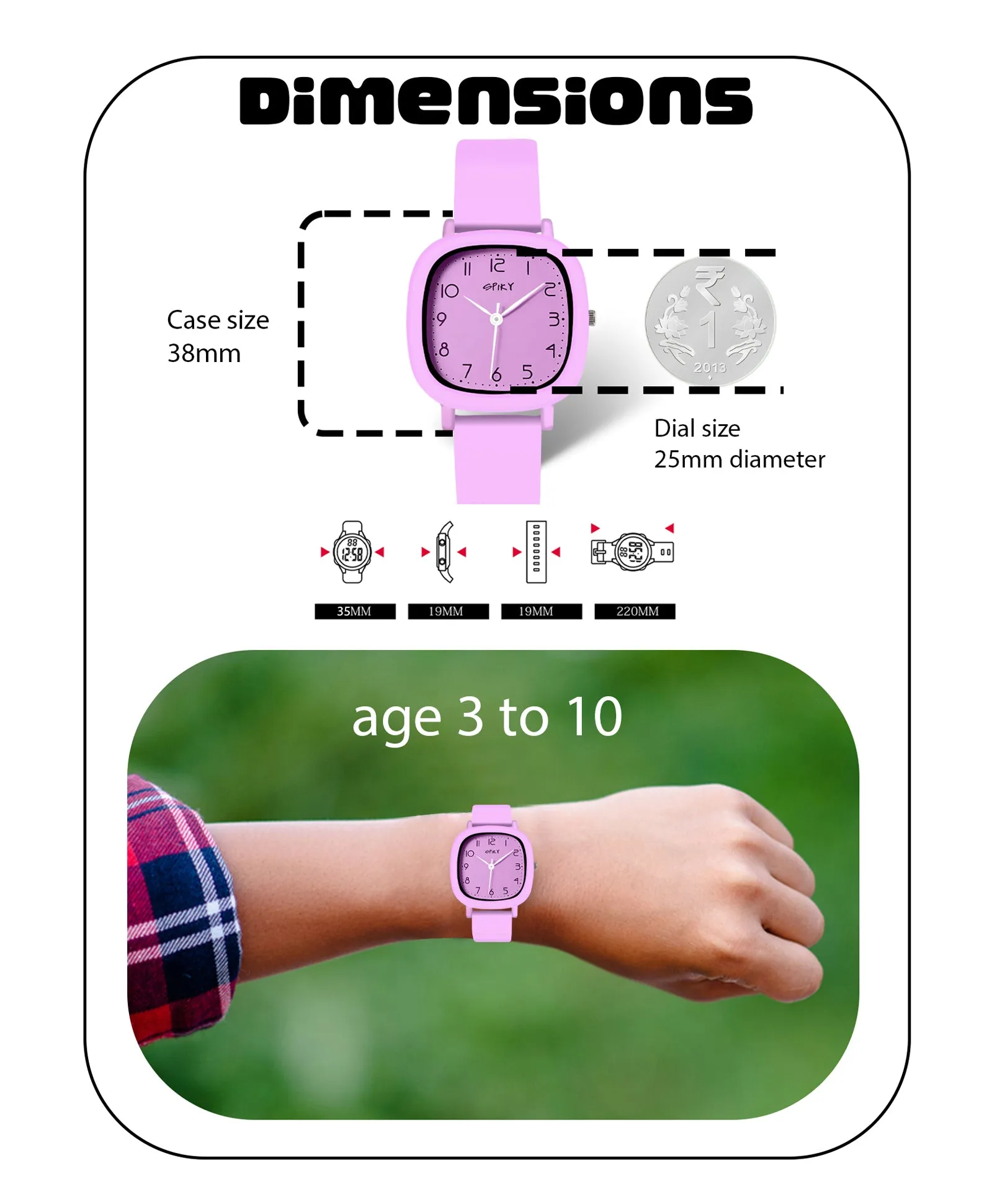 Spiky Eva19 Square Analog Watch for Kids