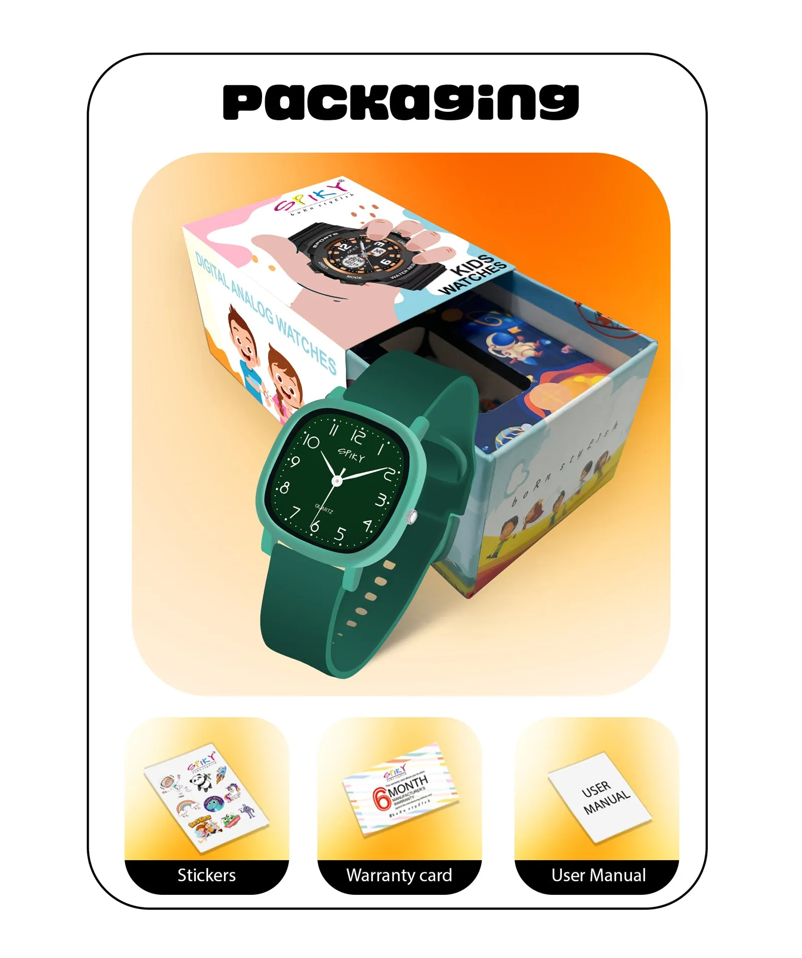 Spiky Eva19 Square Analog Watch for Kids