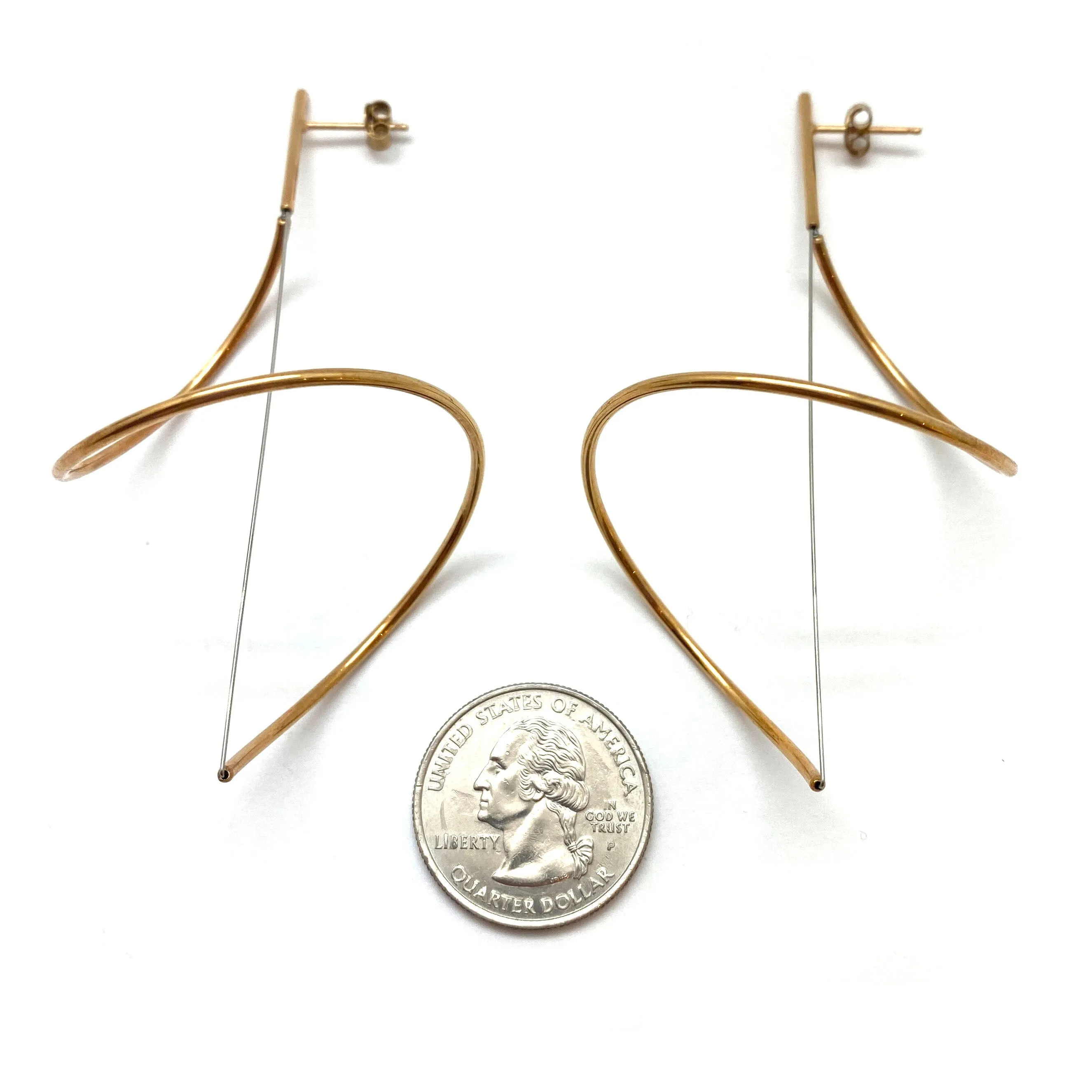 Spiral Drop Earrings Large - Gold
