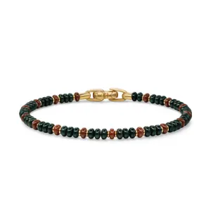 Spiritual Beads Bracelet in 18K Yellow Gold with Bloodstone and Red Jasper, Size Medium