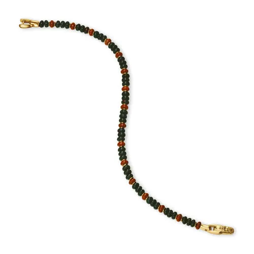Spiritual Beads Bracelet in 18K Yellow Gold with Bloodstone and Red Jasper, Size Small