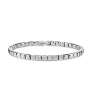 Spiritual Beads Tile Bracelet in 18K White Gold, Size Medium