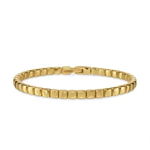Spiritual Beads Tile Bracelet in 18K Yellow Gold, Size Medium