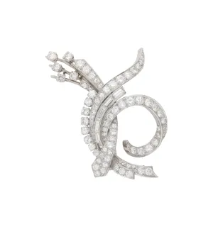 Spray diamond brooch with baguette-cut diamonds
