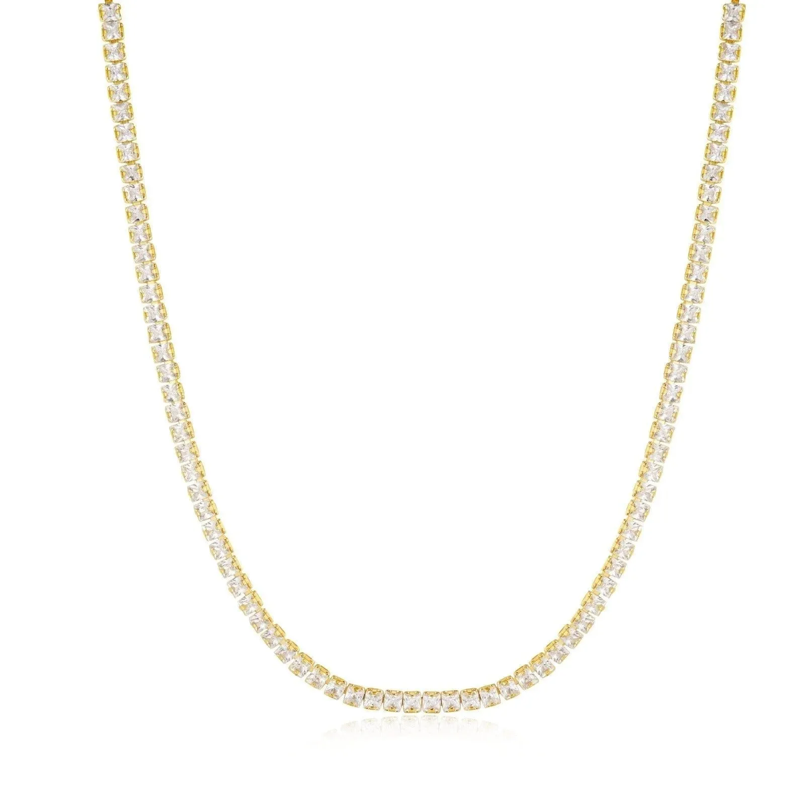 Square CZ Tennis Necklace