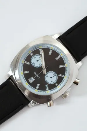 Square Face Watch - Black/Silver