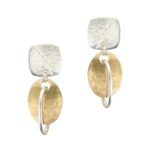Square with Oval and Oval Ring Post Earrings