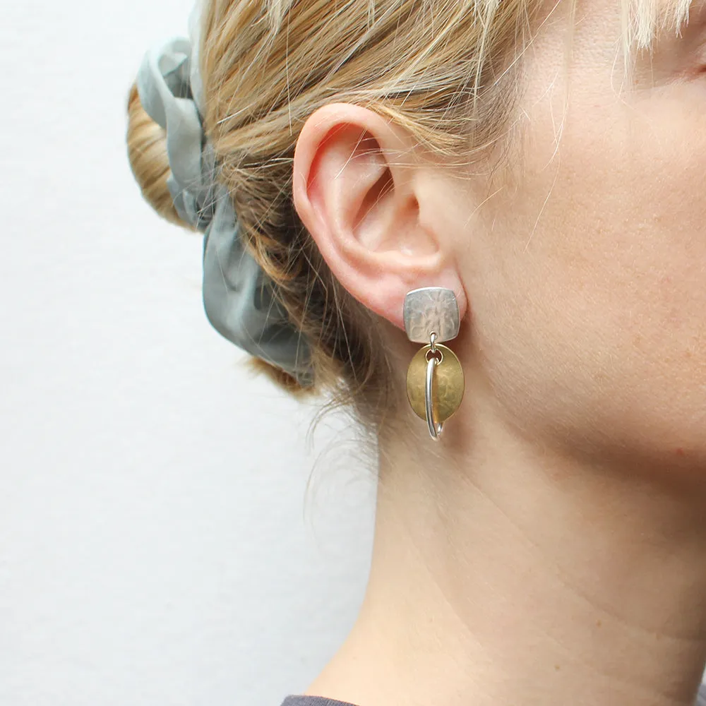 Square with Oval and Oval Ring Post Earrings