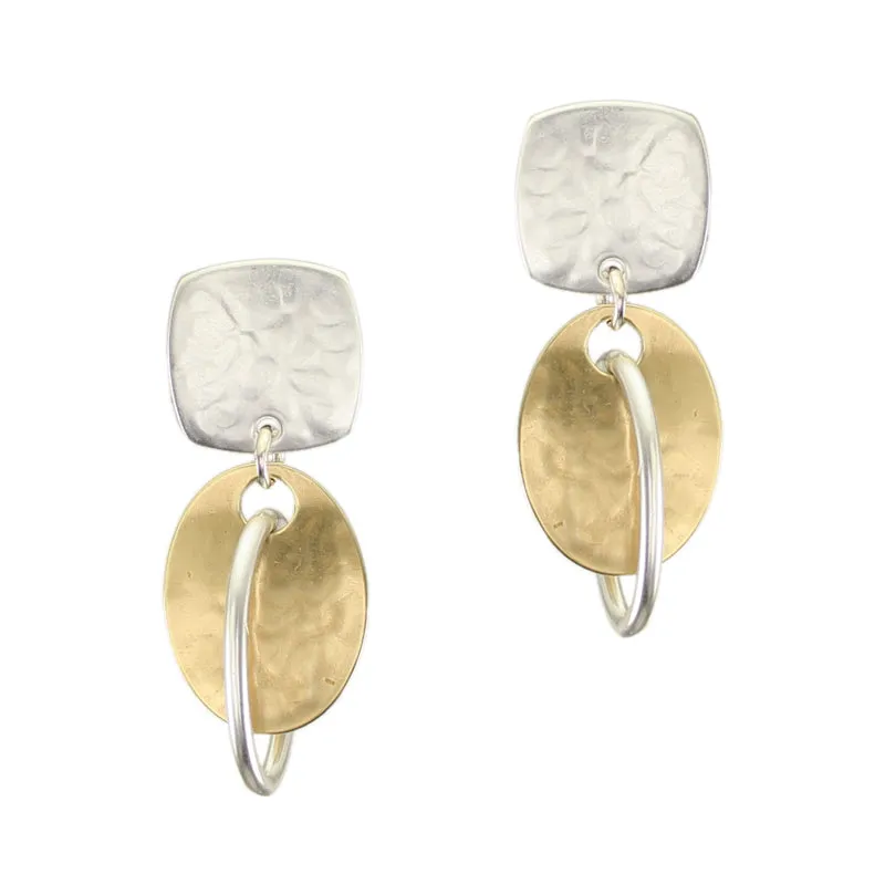 Square with Oval and Oval Ring Post Earrings