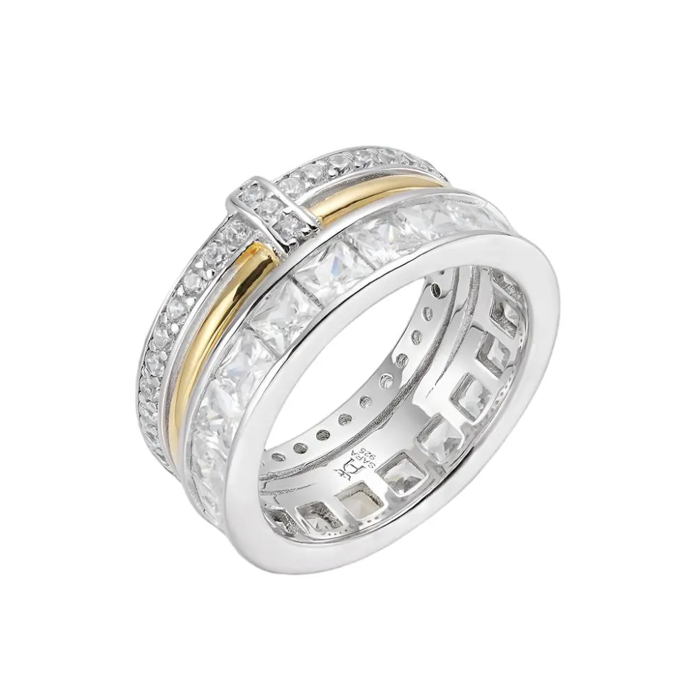 Stacked Cubic Zirconia Eternity Ring in Sterling Silver - C1033739