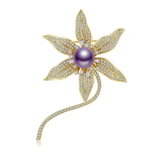 Starflower Edison Pearl Brooch
