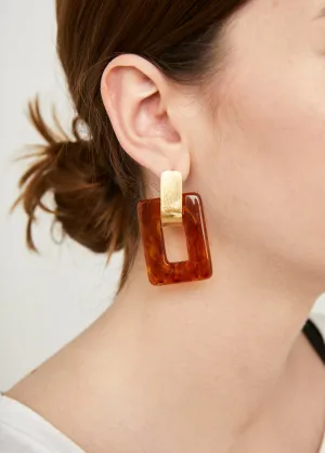 Steel and tortoiseshell earrings