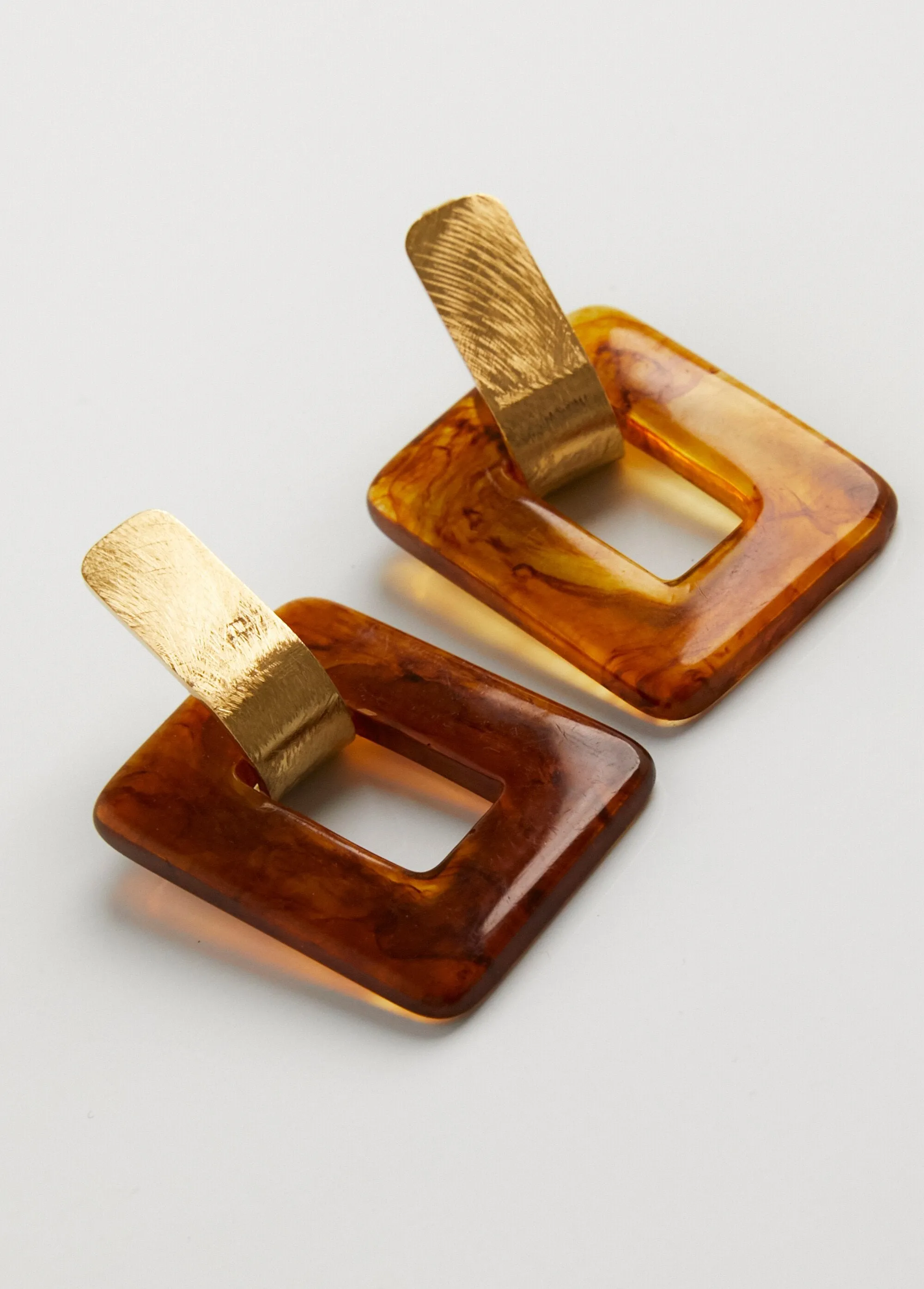 Steel and tortoiseshell earrings