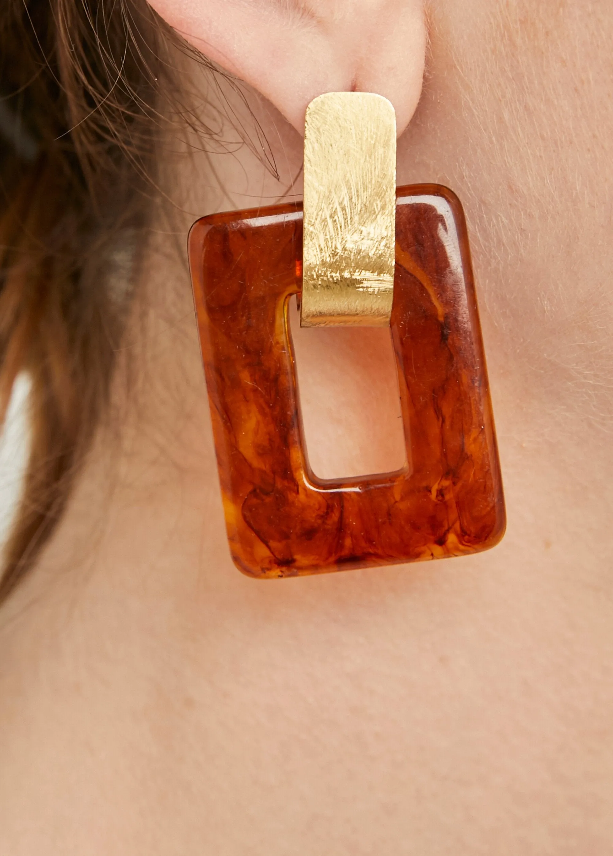 Steel and tortoiseshell earrings