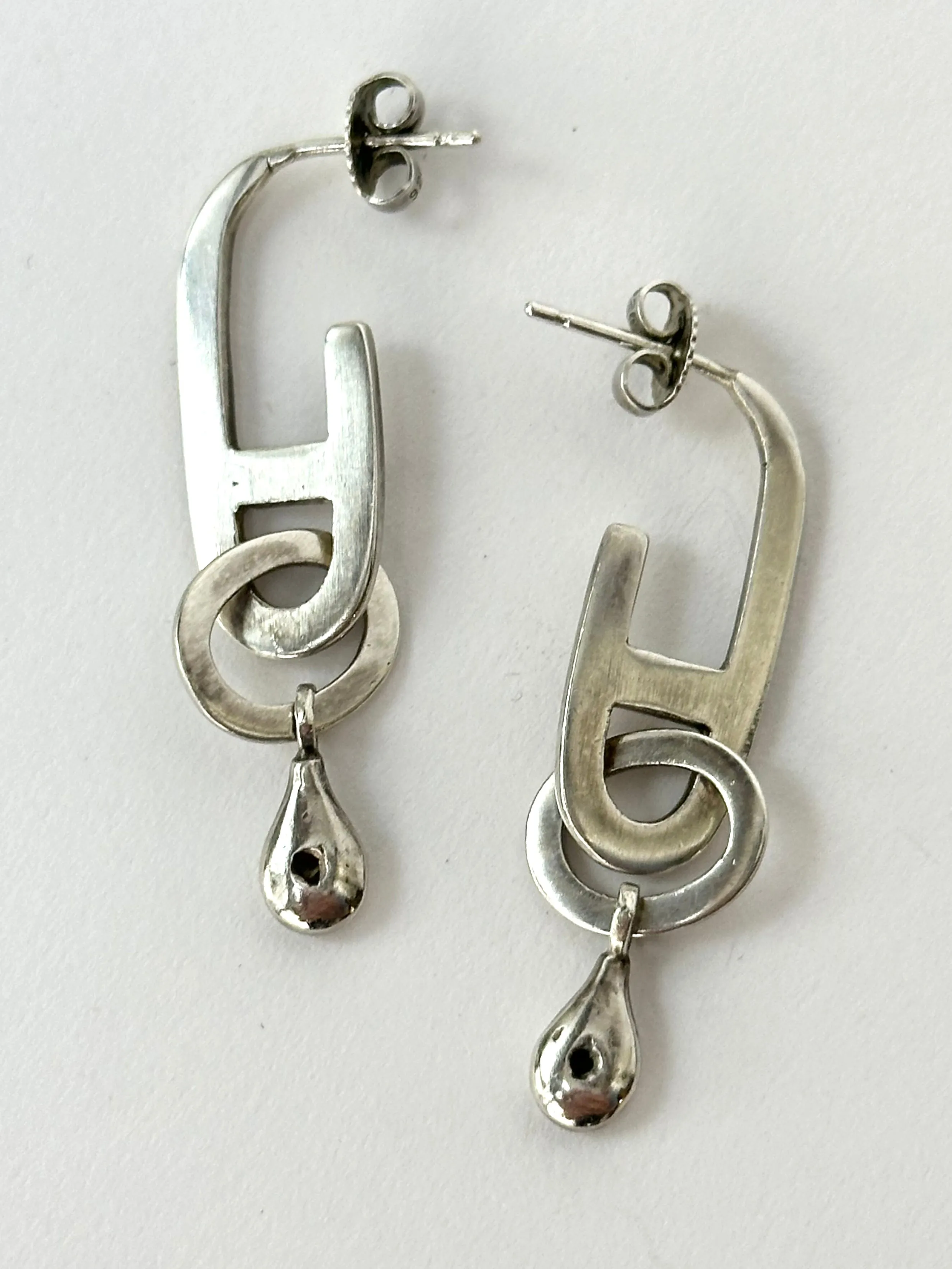 Sterling & Diamond Geometric Dangle Earrings