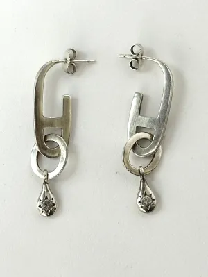 Sterling & Diamond Geometric Dangle Earrings